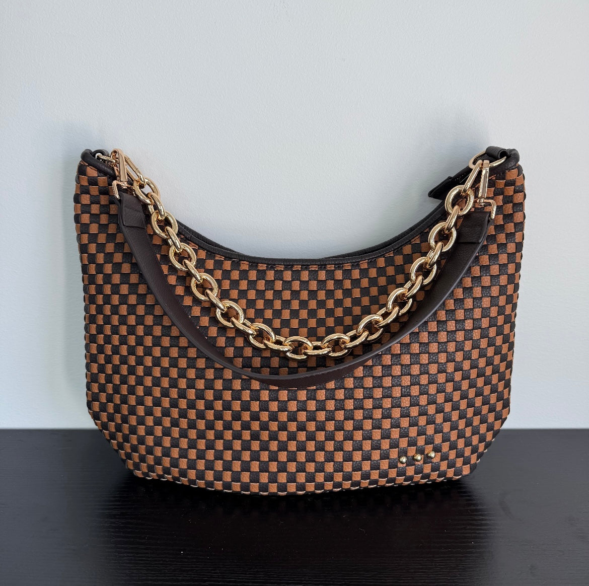 Pretty Simple Shoulder Bag Coffee Checkered