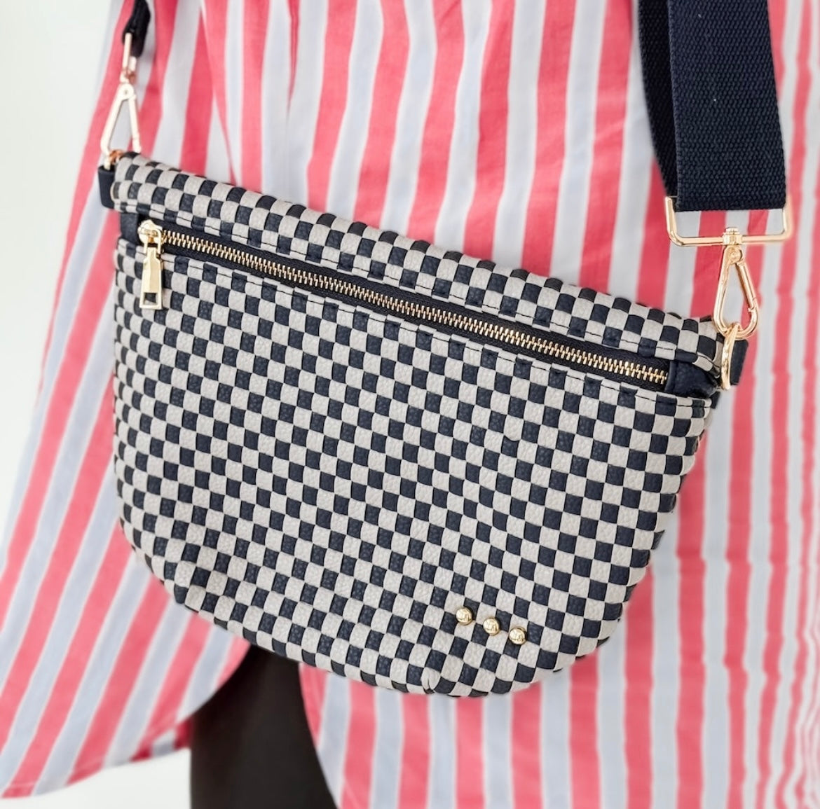 Pretty Simple Bum Bag Navy/Gray Checkered