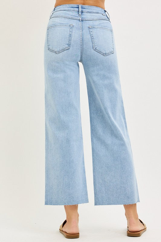 Risen Wide Leg Ankle Jeans