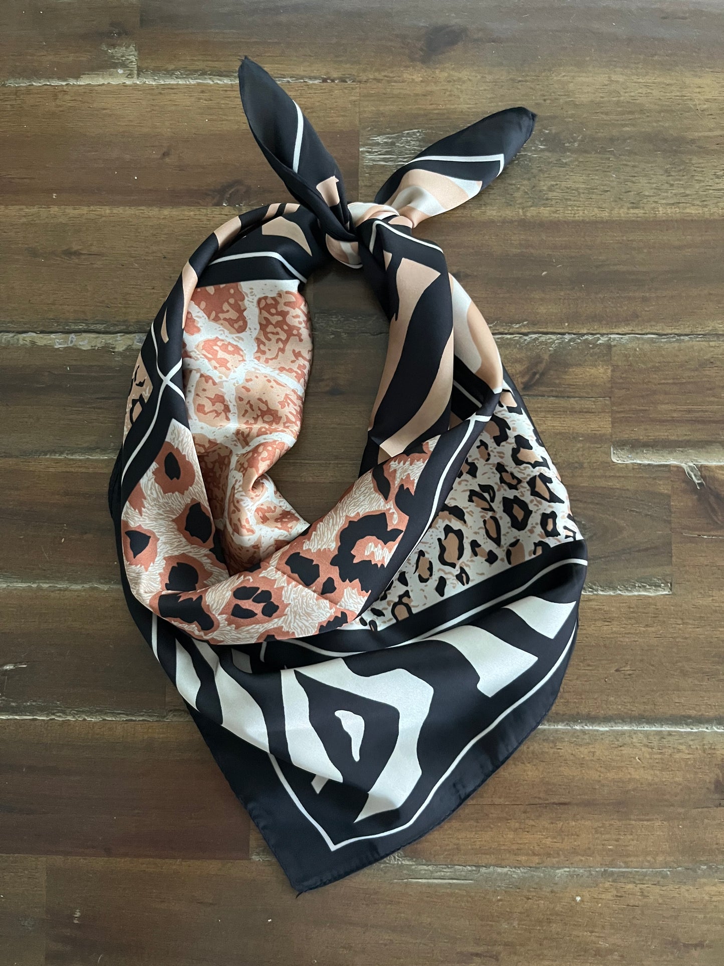 Animal Print Scarf Black