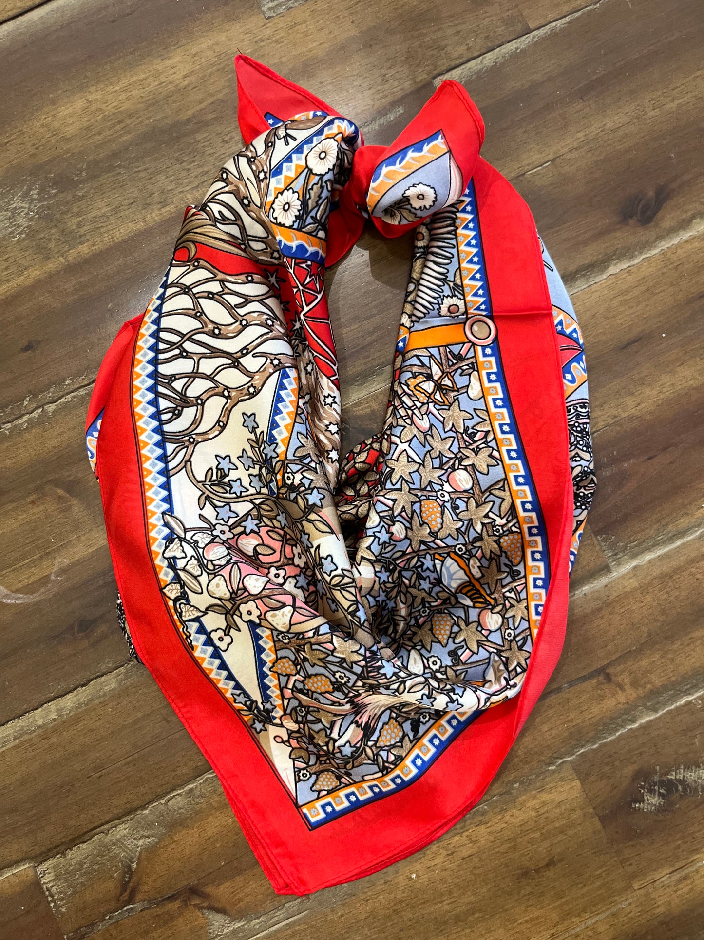 Save The Day Scarf Red/Blue Print
