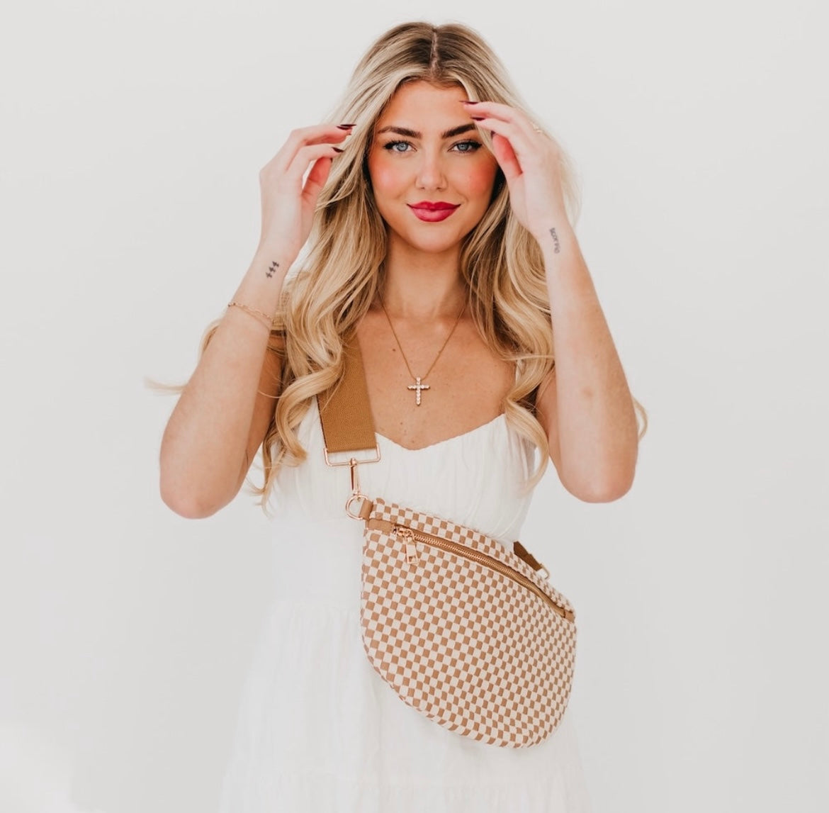 Pretty Simple Bum Bag Checkered Tan
