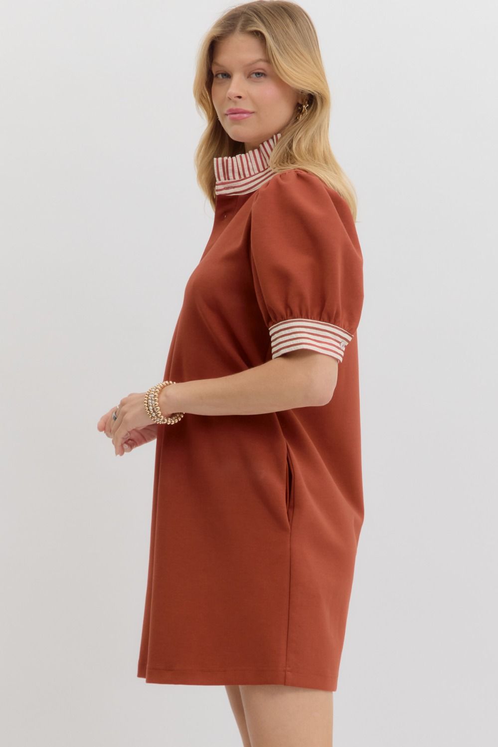 Girl On The Go Dress Rust