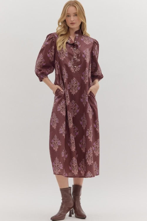 Busy Woman Dress Burgundy