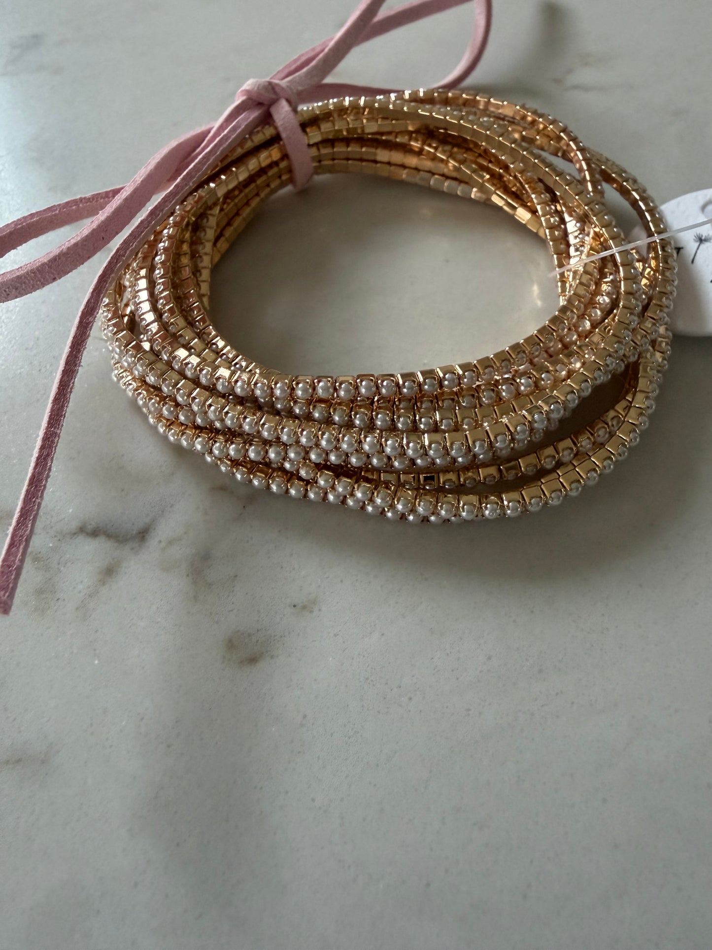 Pearl/Gold Bracelet Set