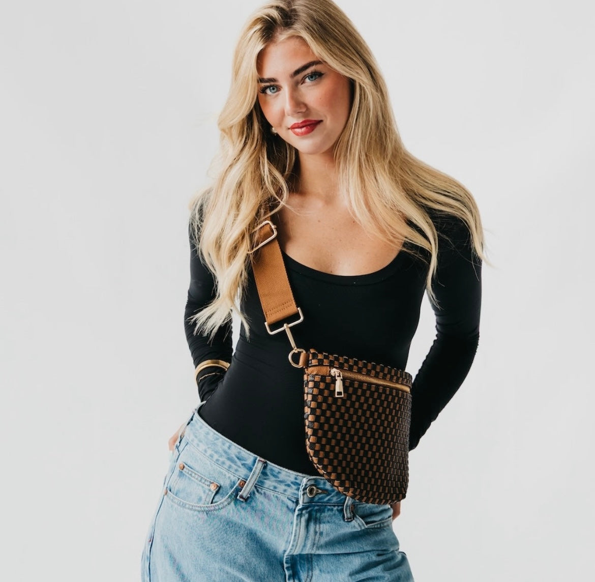 Pretty Simple Bum Bag Coffee Checkered