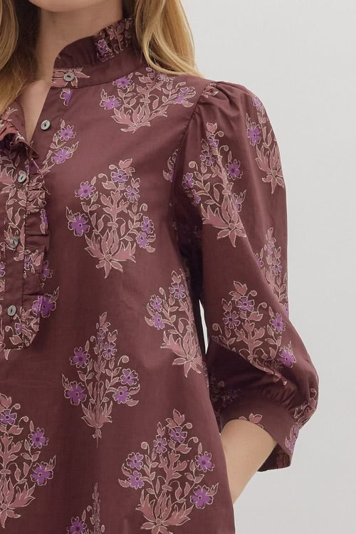 Busy Woman Dress Burgundy