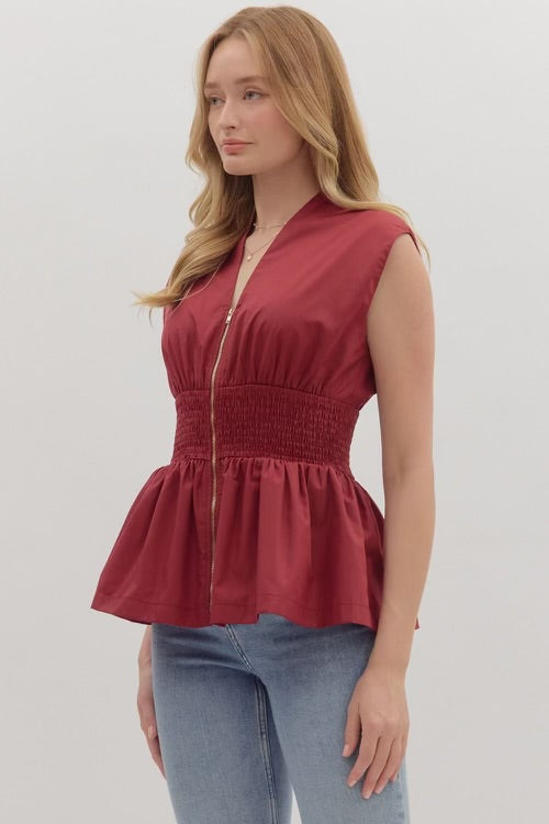 Hello Darling Top Burgundy