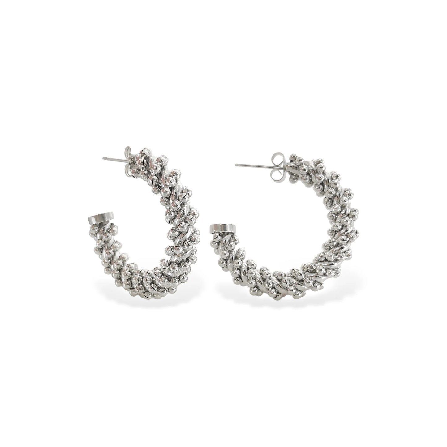 OMG Bling Bead Hoops Silver