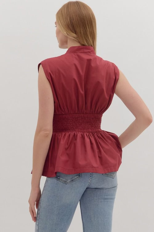 Hello Darling Top Burgundy