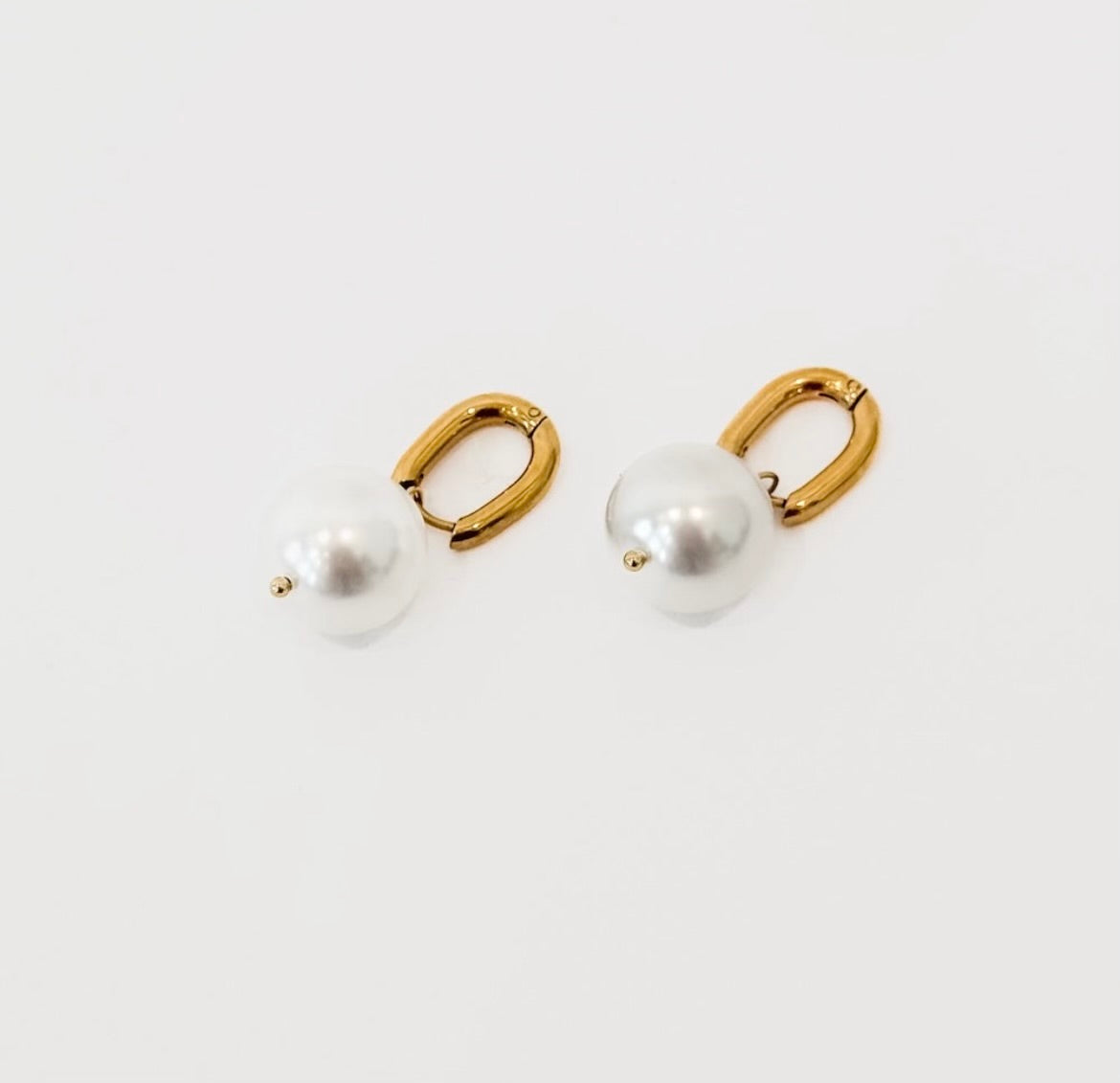 Pretty Simple Pearl Huggie Hoop Earrings