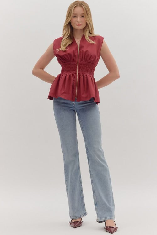 Hello Darling Top Burgundy