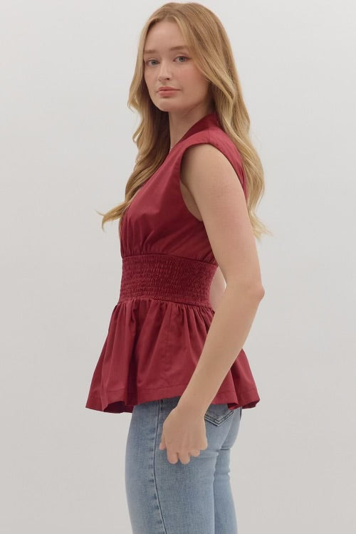 Hello Darling Top Burgundy