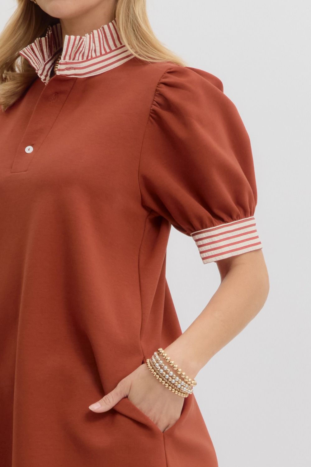 Girl On The Go Dress Rust