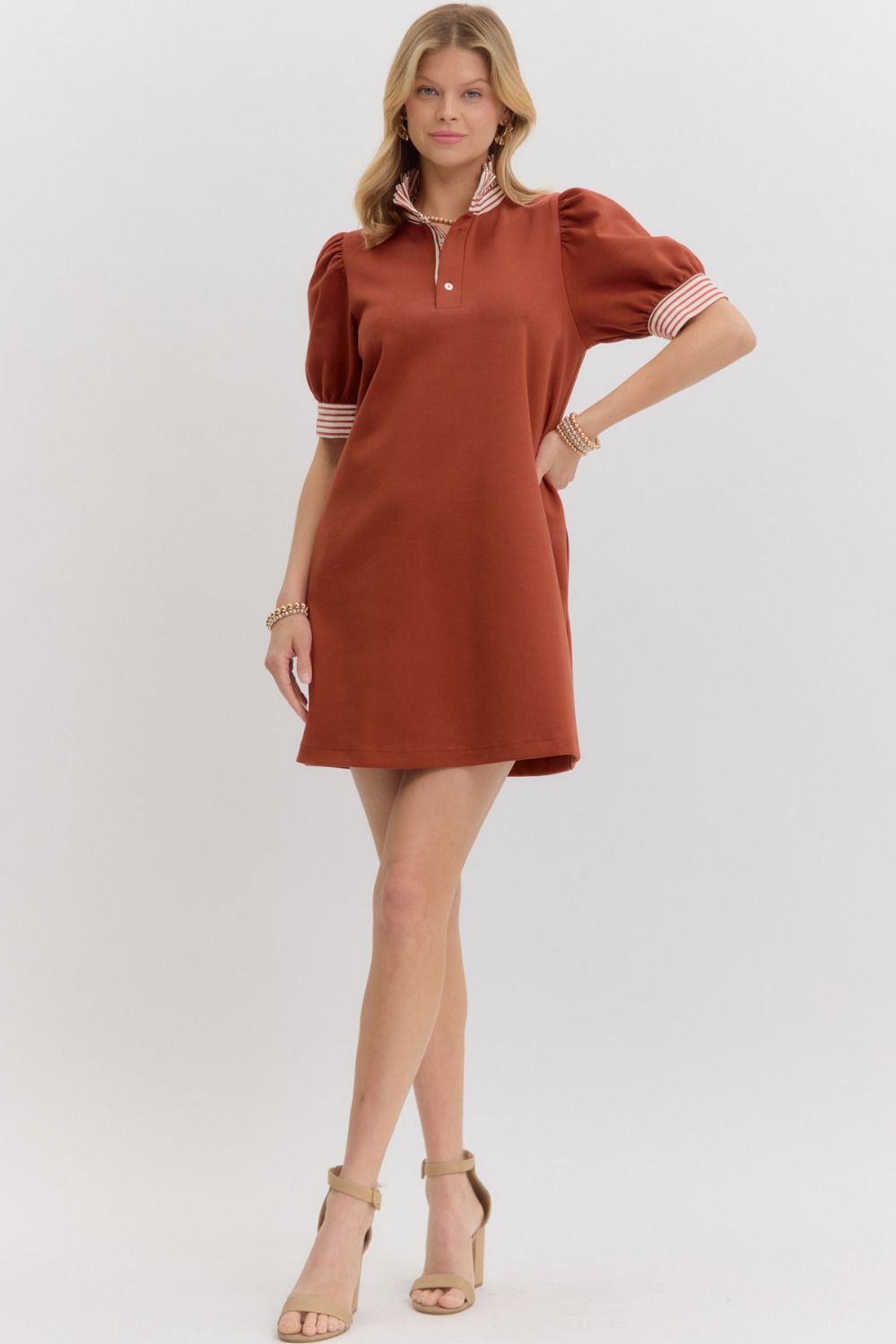 Girl On The Go Dress Rust