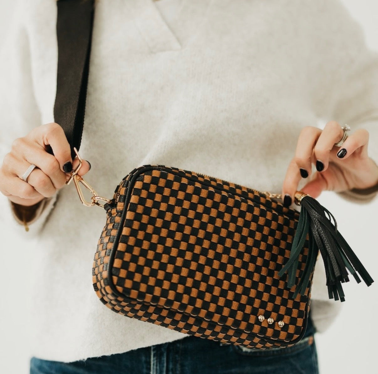 Pretty Simple Camera Bag Coffee Checkered