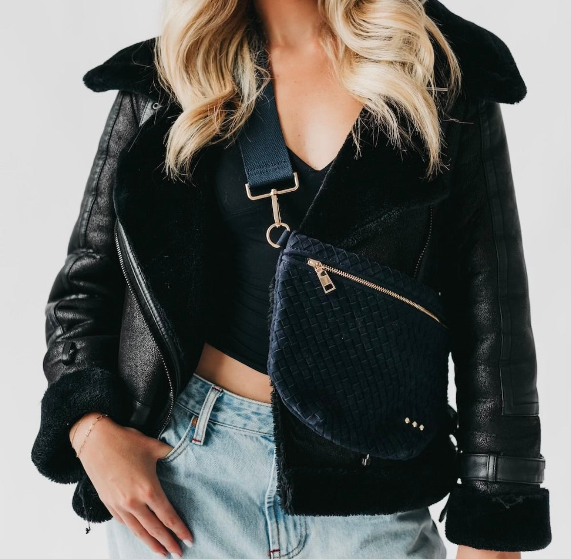 Pretty Simple Suede Bum Bag Navy