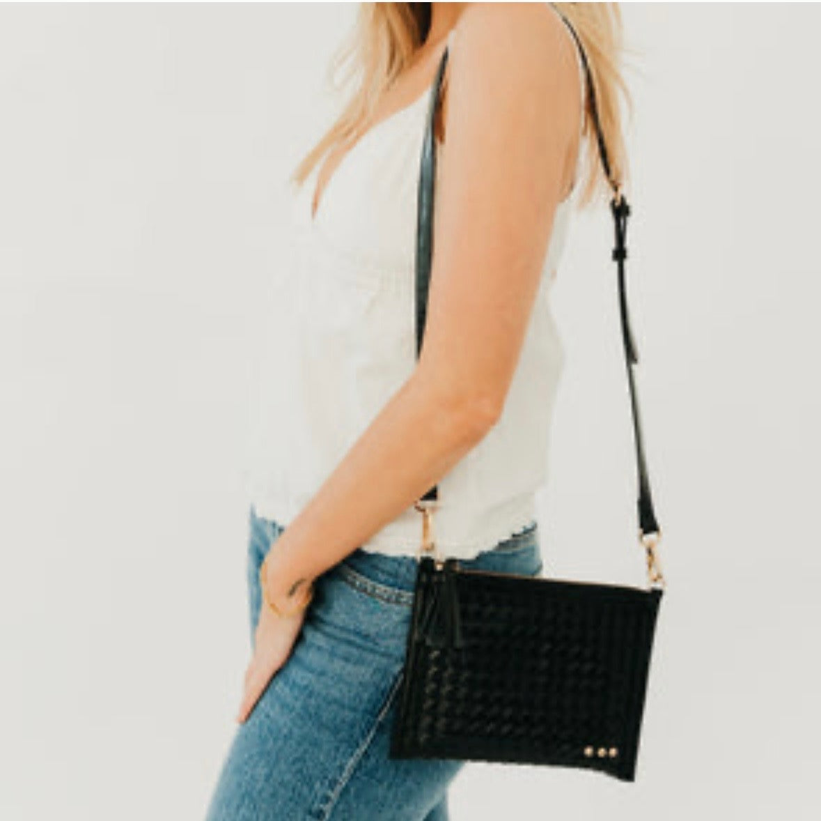 Pretty Simple Veda Woven Crossbody/Clutch Black