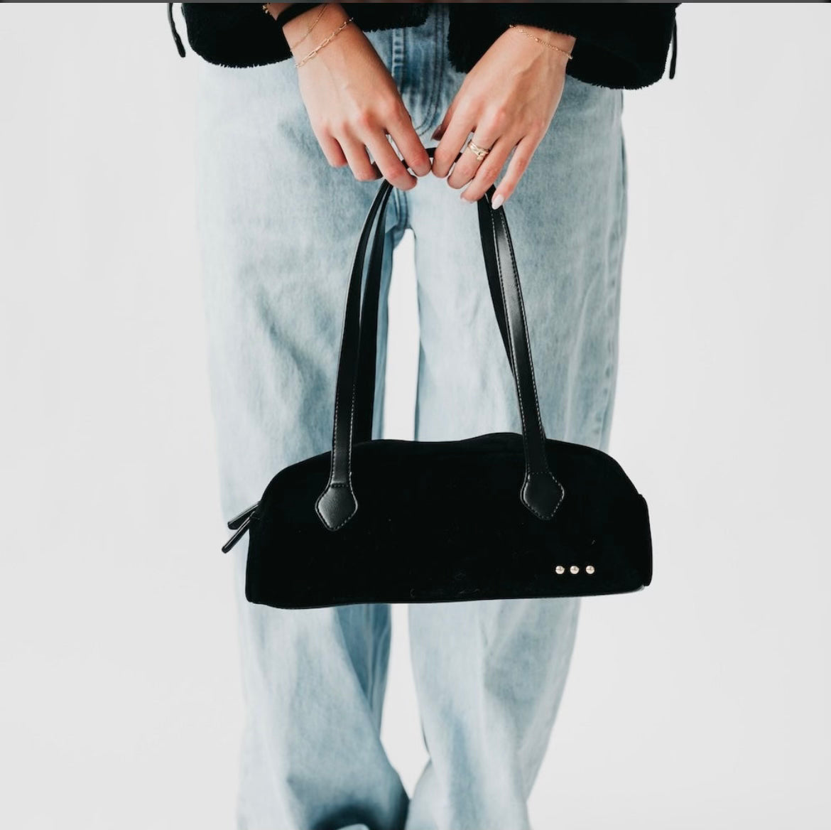 Pretty Simple Suede Barrel Shoulder Bag Oat