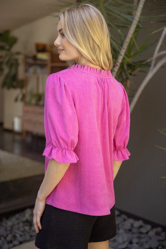 Pretty In Pink Faux Suede Top