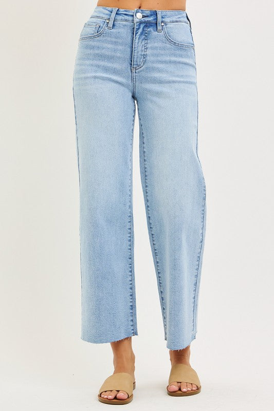 Risen Wide Leg Ankle Jeans