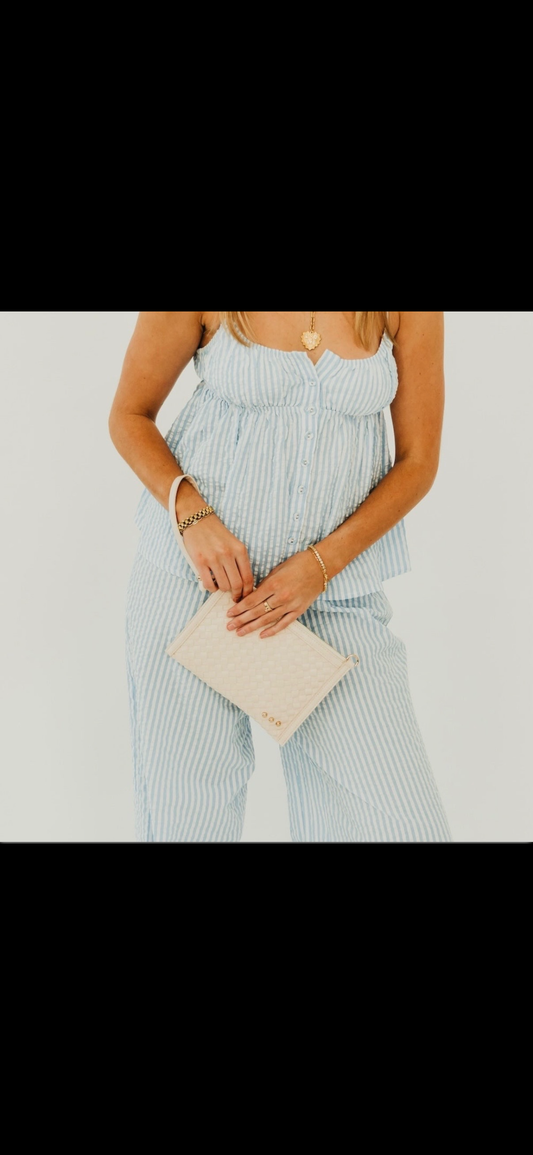 Pretty Simple Veda Woven Crossbody/Clutch Crème