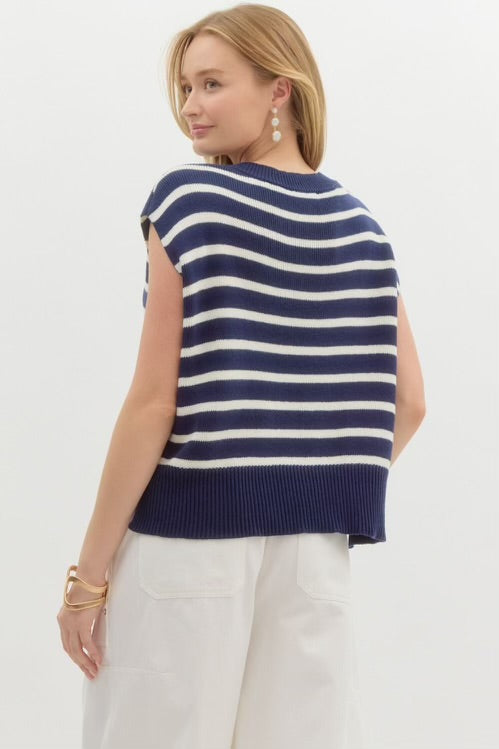 Love Is In The Air Sweater Top Navy/White