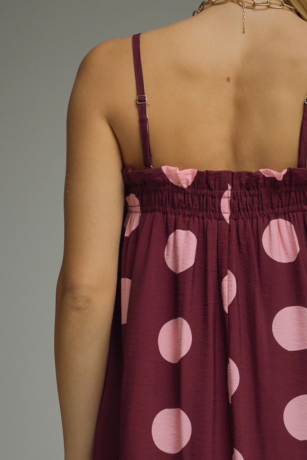 On The Dot Dress Burgundy/Pink