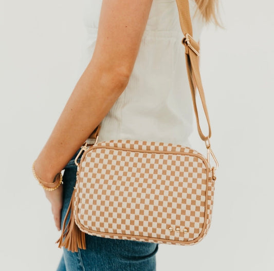 Pretty Simple Camera Bag Tan Checkered