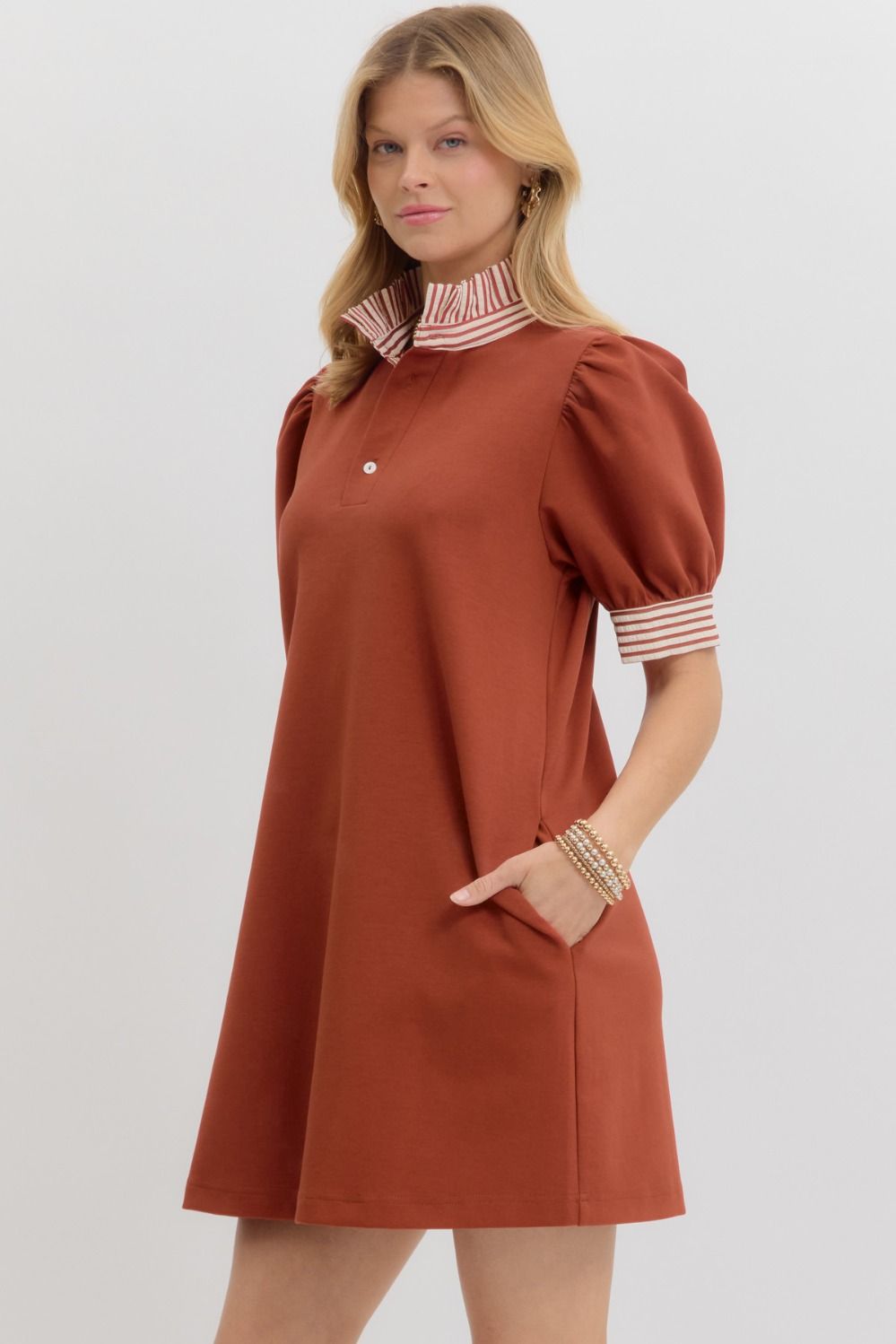 Girl On The Go Dress Rust