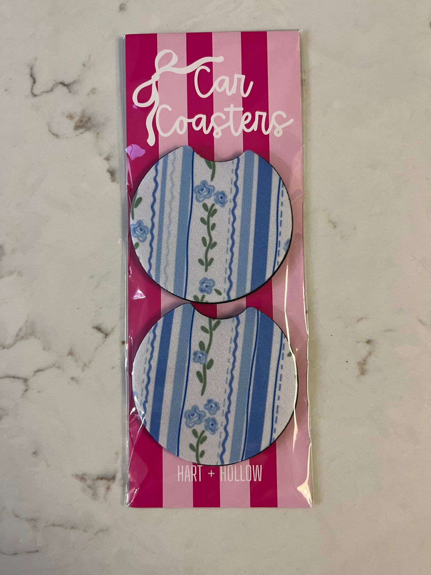 Car Coasters Blue Floral