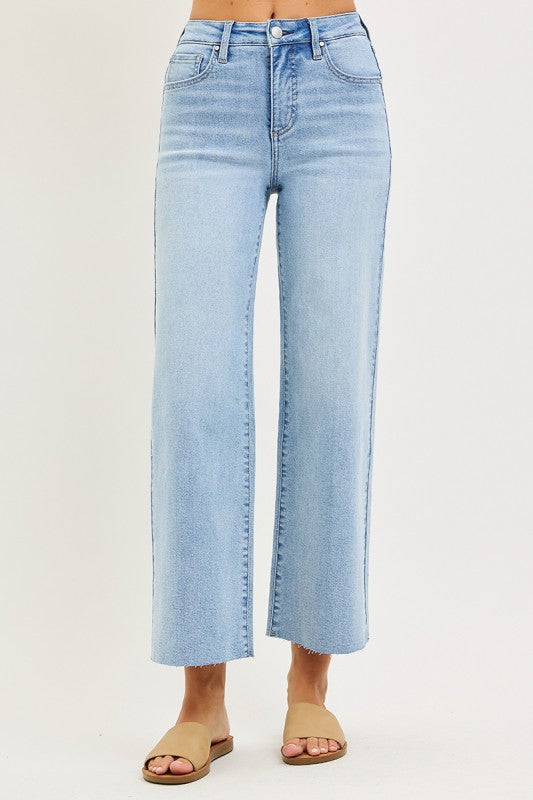 Risen Wide Leg Ankle Jeans