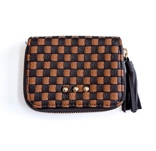 Pretty Simple Woven Wallet Coffee Checkered