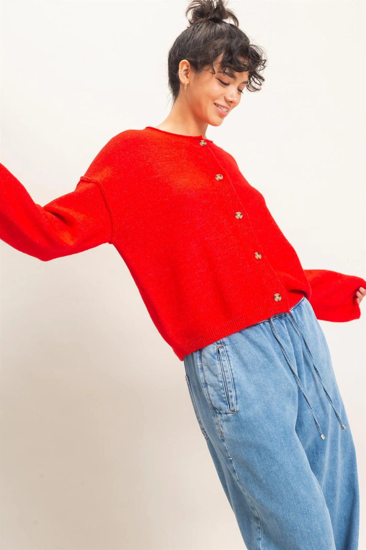 Morning Glory Cardigan Red