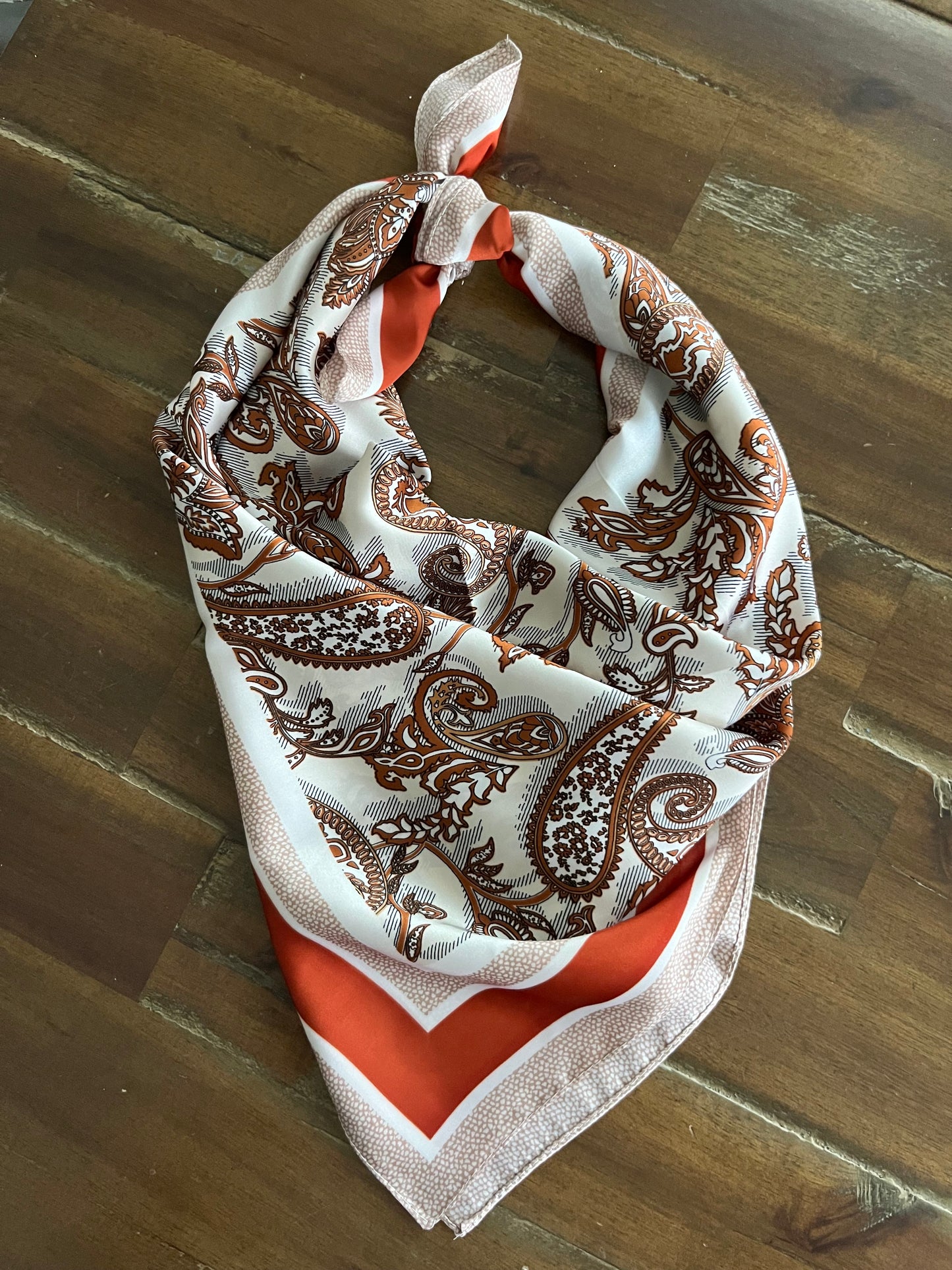 Orange Paisley Print Scarf