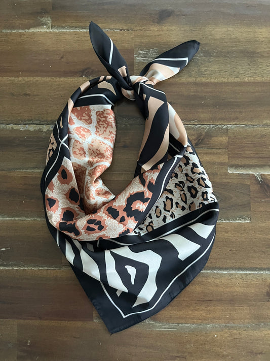 Animal Print Scarf Black