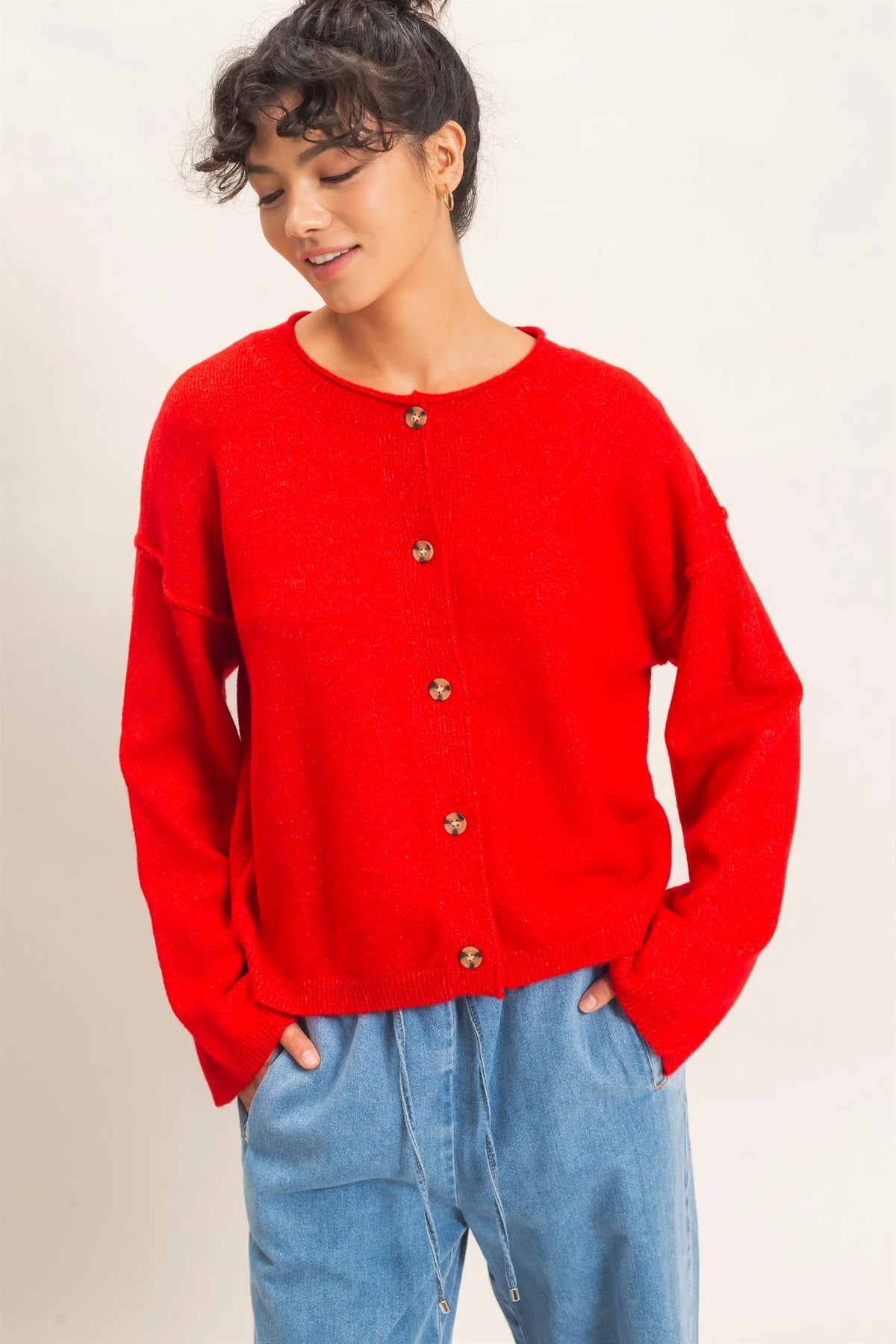 Morning Glory Cardigan Red