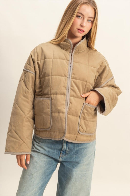 Keep It Cozy Quilted Jacket Olive