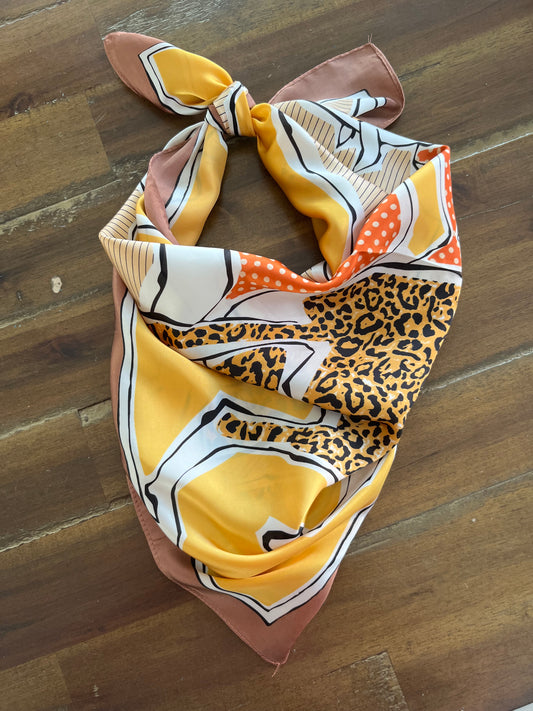 Save The Day Scarf Tan/Gold Animal Print