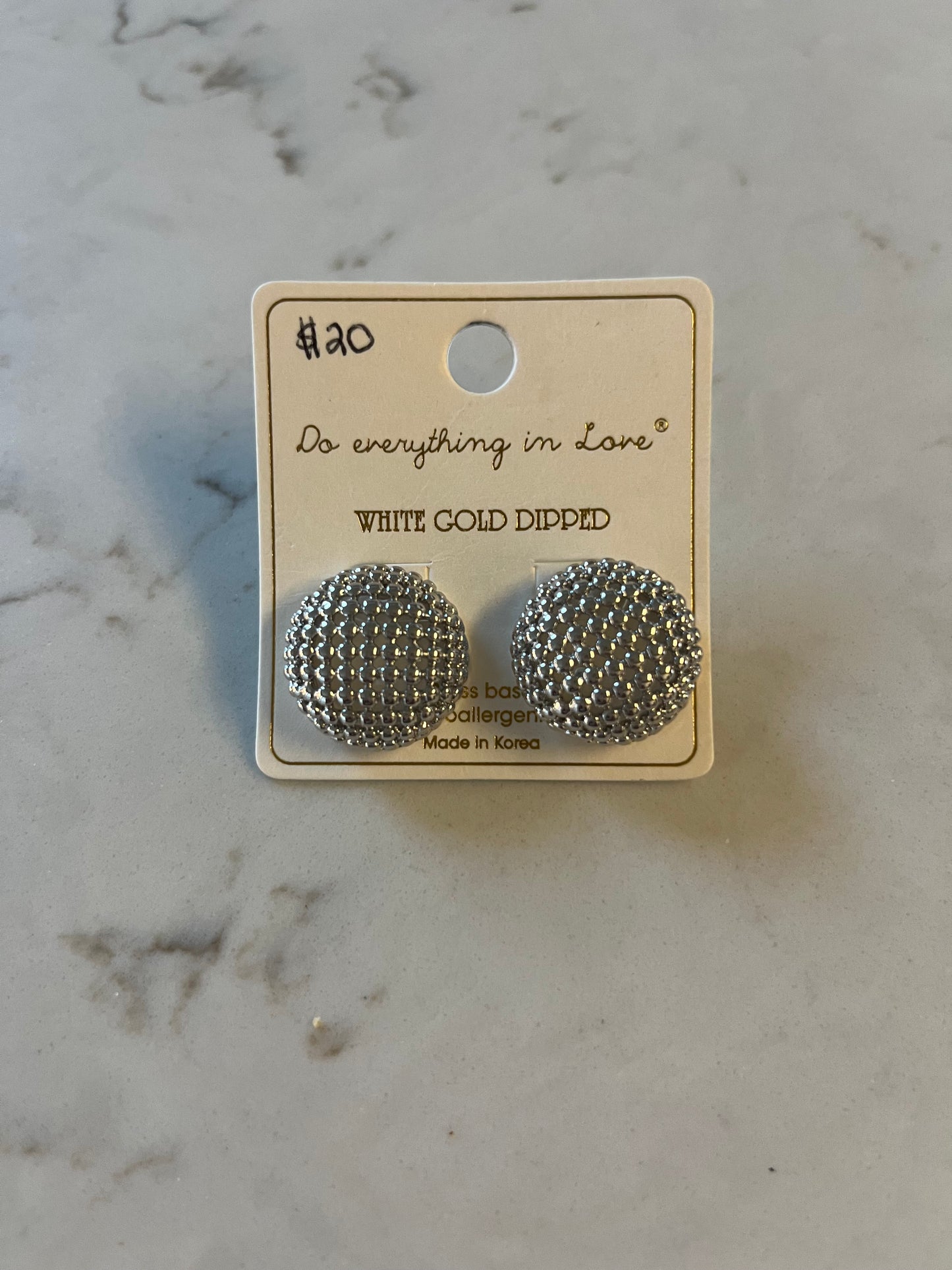 Push My Buttons Silver Earrings