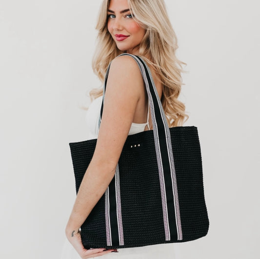Pretty Simple Raffia Tote Bag Black