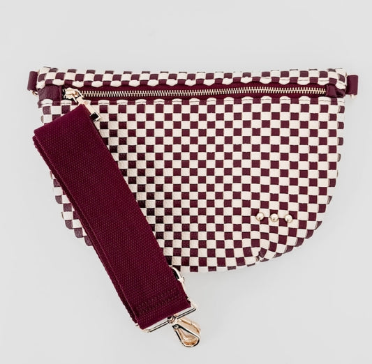 Pretty Simple Bum Bag Burgundy Checkered
