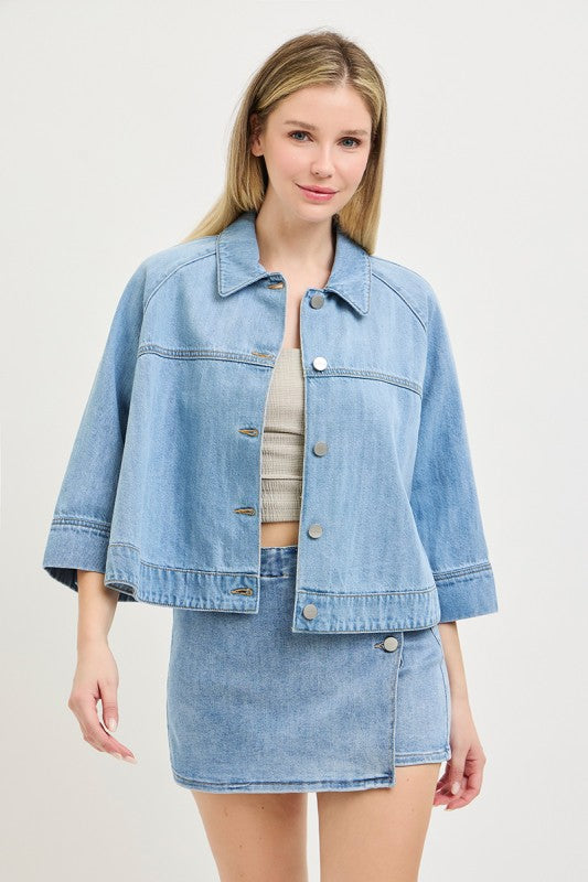 Risen Cape Style Jean Top/Jacket