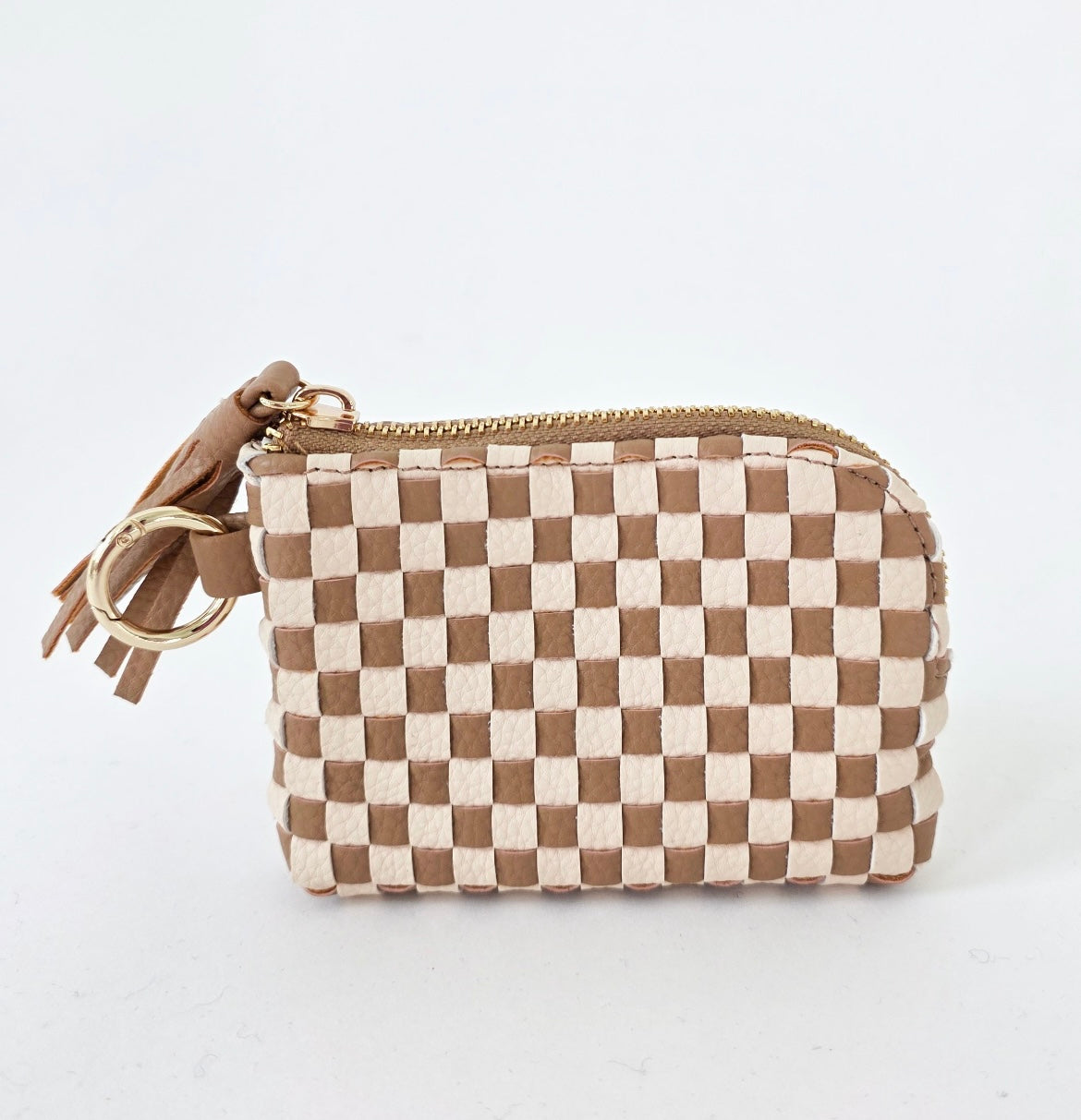 Pretty Simple Card Holder Wallet Tan Checkered