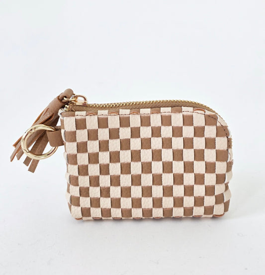 Pretty Simple Card Holder Wallet Tan Checkered
