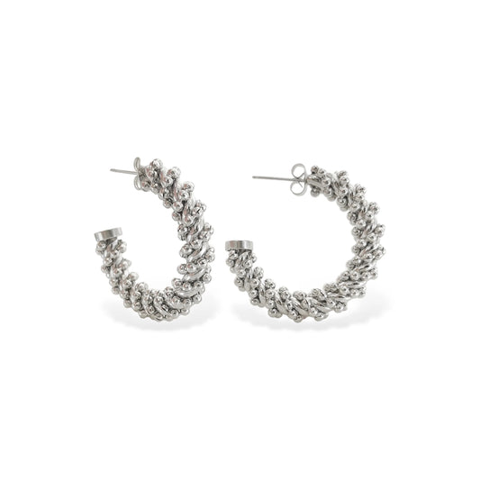 OMG Bling Bead Hoops Silver