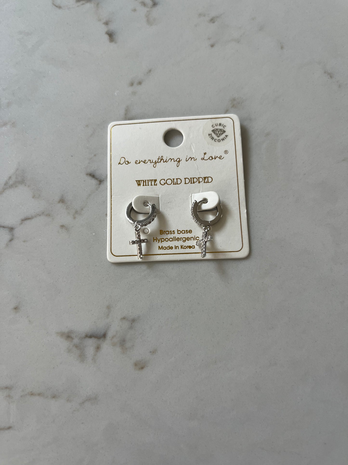 Lead Me To The Cross Silver Rhinestone Earrings