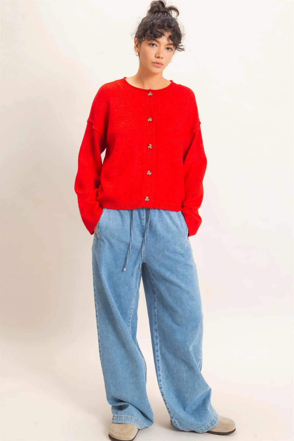 Morning Glory Cardigan Red