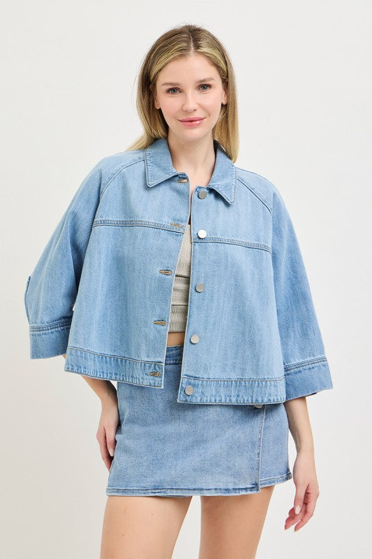 Risen Cape Style Jean Top/Jacket