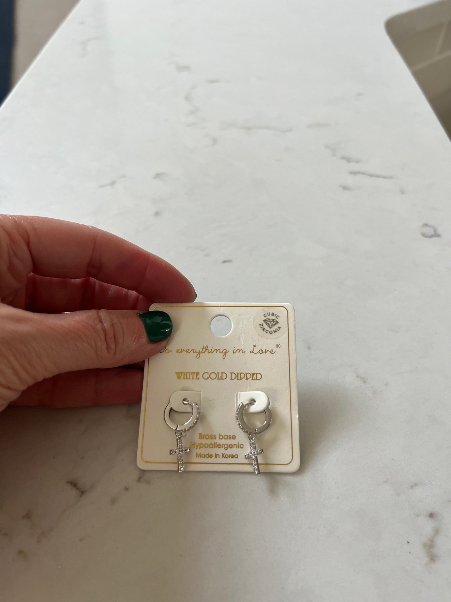 Lead Me To The Cross Silver Rhinestone Earrings